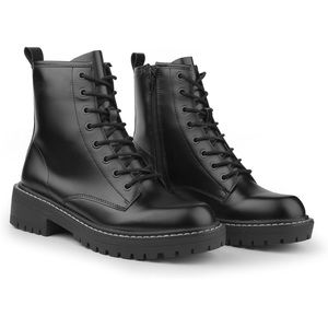 Fashion Ankle Booties Causal 8-Eye Side Zipper Lace-up Combat Boots